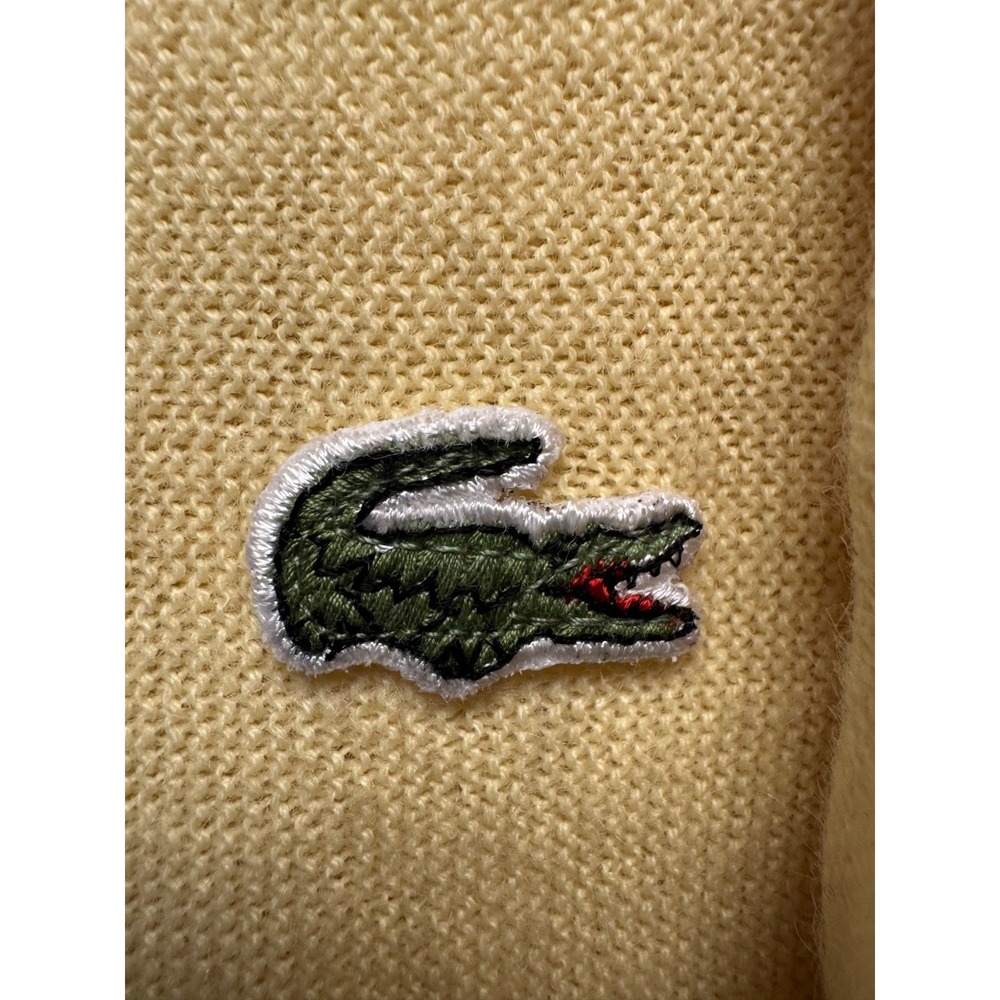 Vintage Izod Lacoste Cardigan Sweater Mens Large Yellow Grandpa Preppy USA Croc - Picture 6 of 13